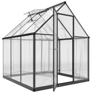 Serre de jardin alu polycarbonate - porte, lucarne - 1,78 x 1,68 x 1,95 m - noir