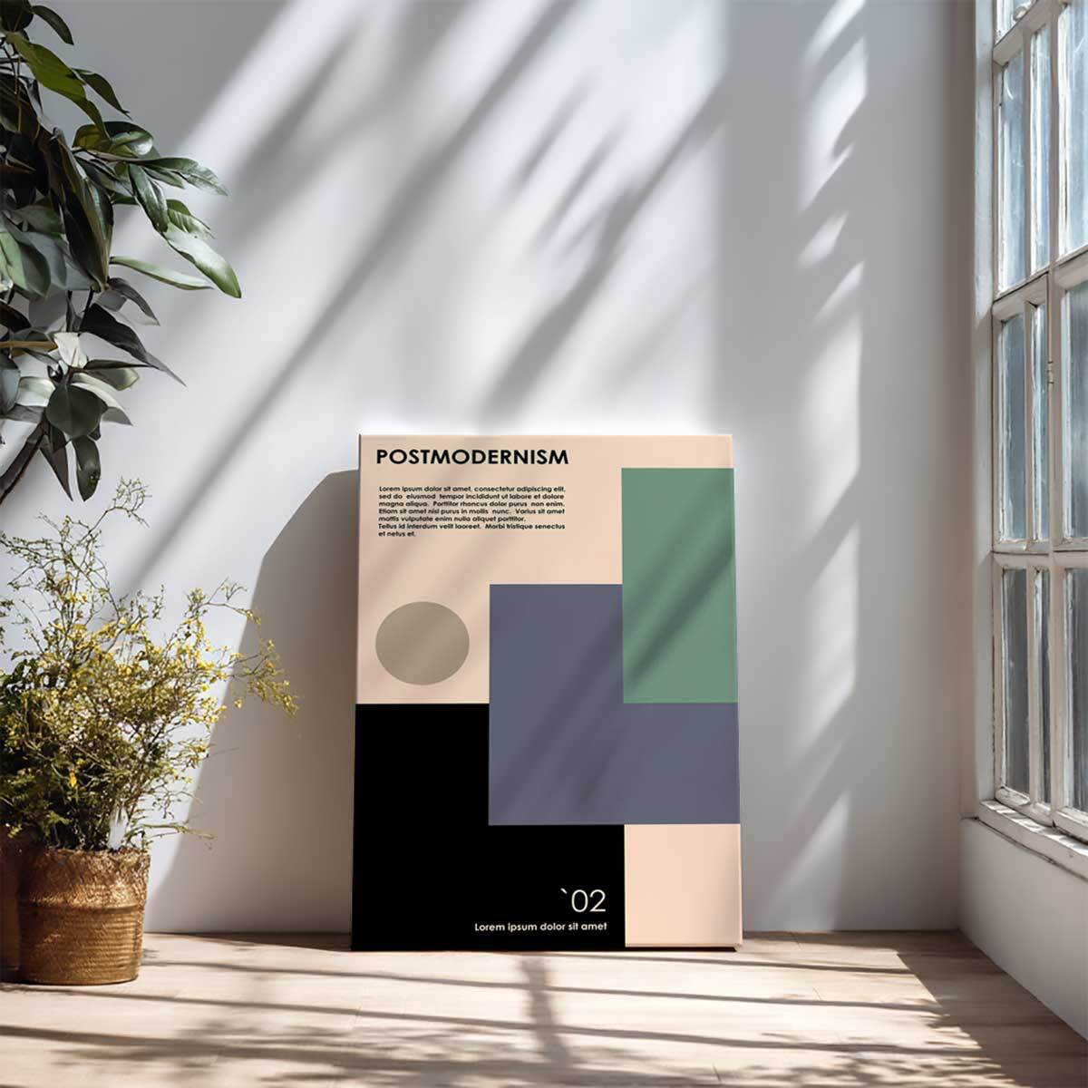 Tableau postmodernisme formes géométriques beige et vert Toile imprimée