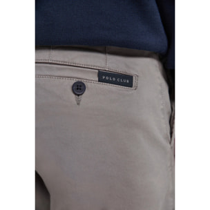 Pantaloni casual grigi in cotone elasticizzato con particolari Polo Club