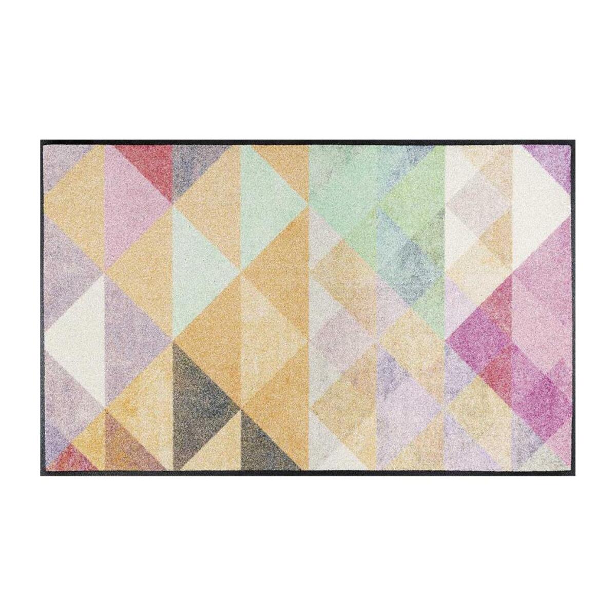 tapis entrée 50x75 tissé multicolore rectangle motif pastel SANORA