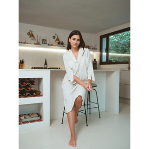 Vestido midi algodón lino natural