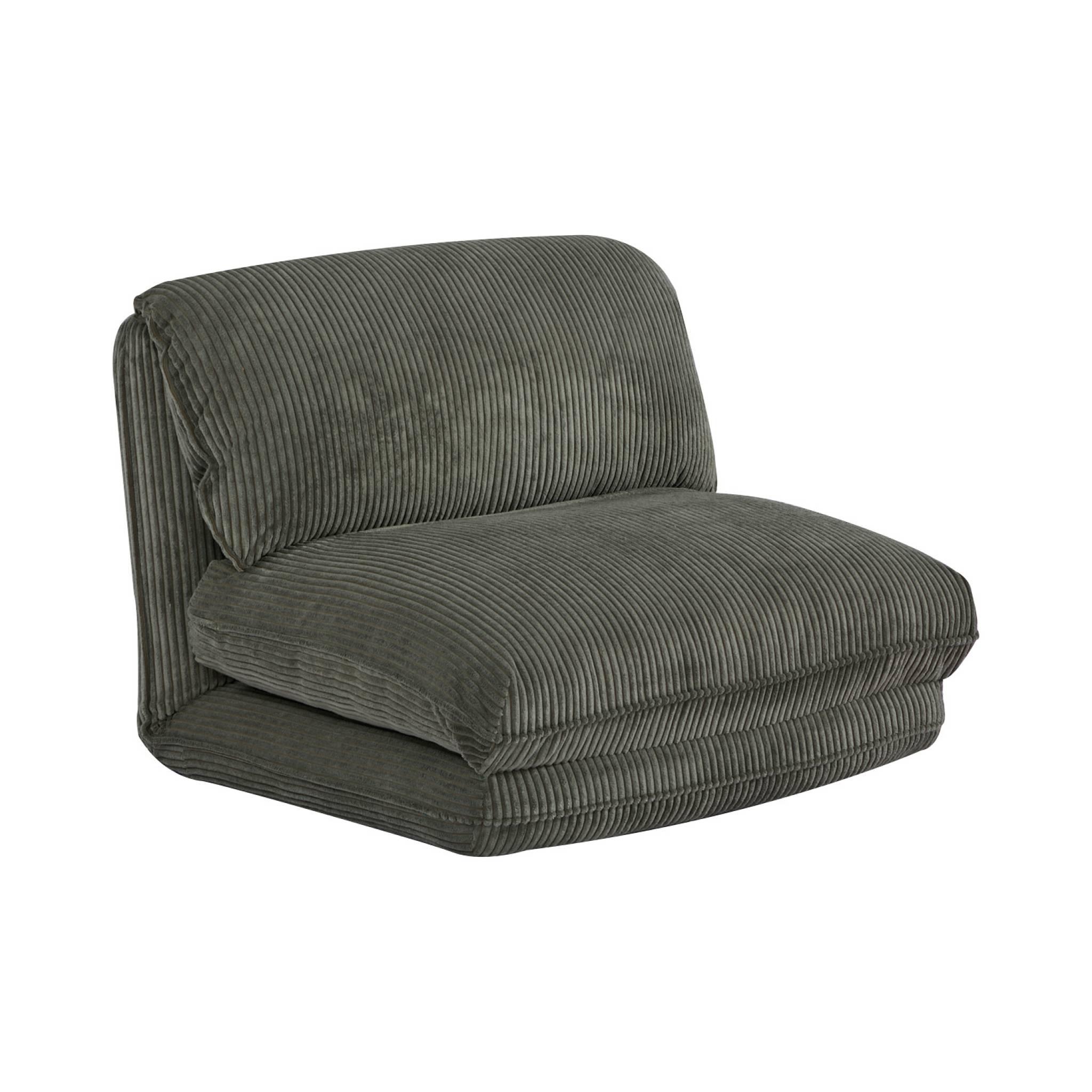 Chauffeuse matelas kaki convertible velours côtelé grosse côte 1 place Cosy