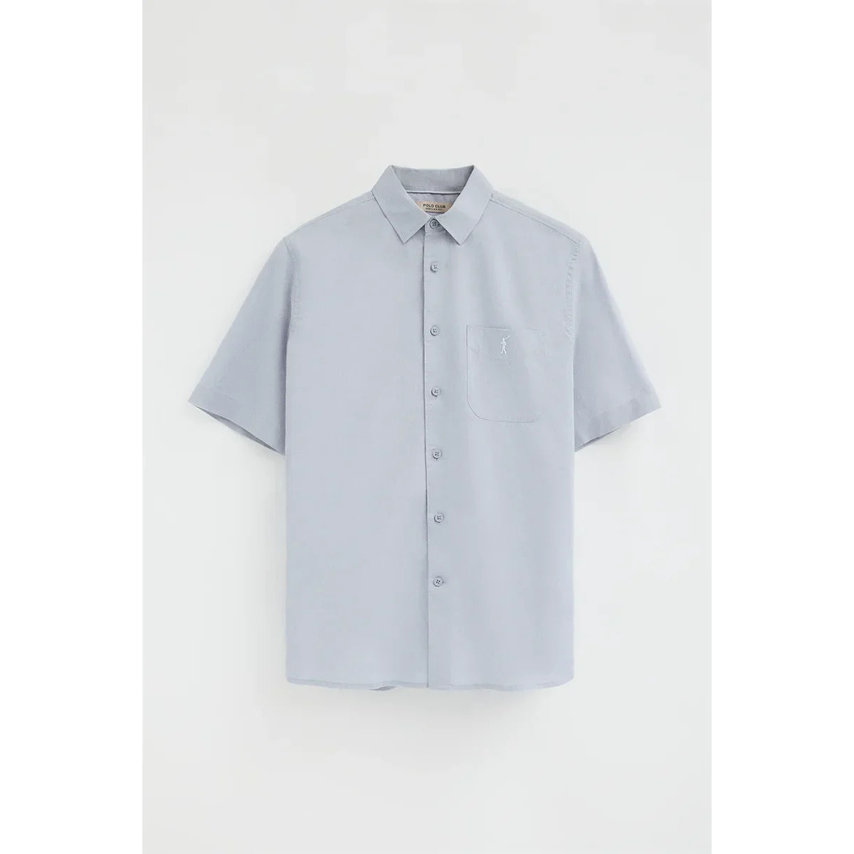Camisa cotolino azul claro de manga corta y corte regular con logo Rigby Go