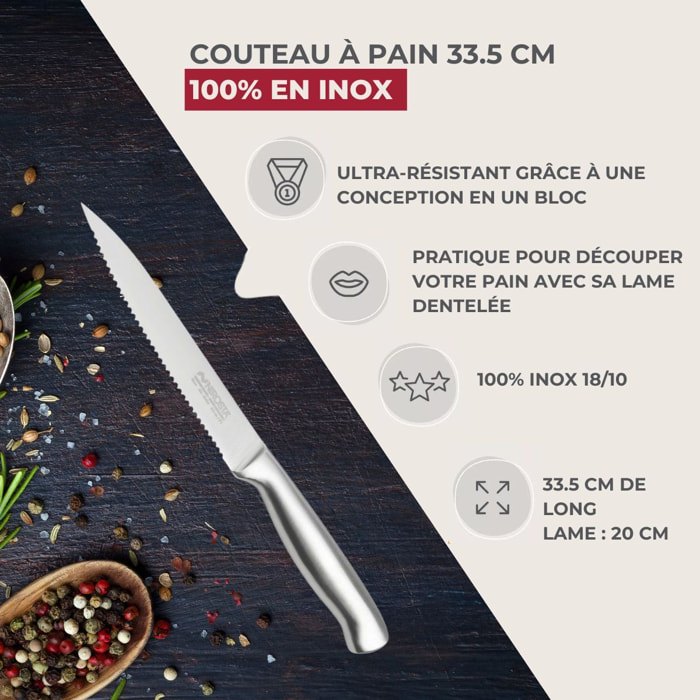 Ensemble de 2 Couteaux à pain en inox 33,5 cm en tout Nirosta