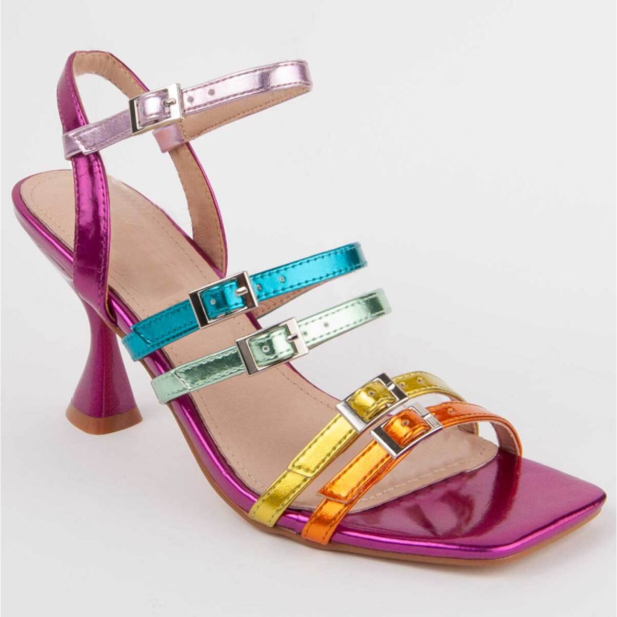 Sandalia De Tacón - Multicolor - Altura: 7 Cm