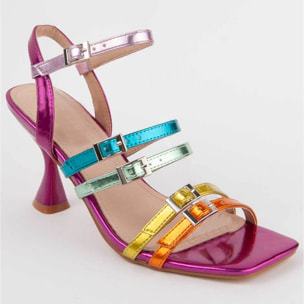 Sandalia De Tacón - Multicolor - Altura: 7 Cm