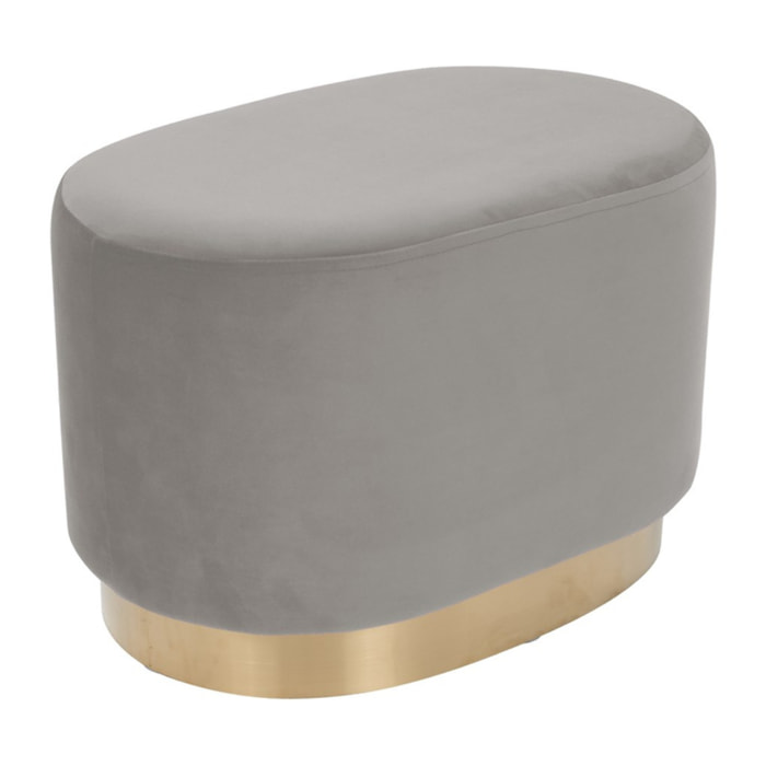Pouf ovale Nano 425 in velluto azzurro e base oro