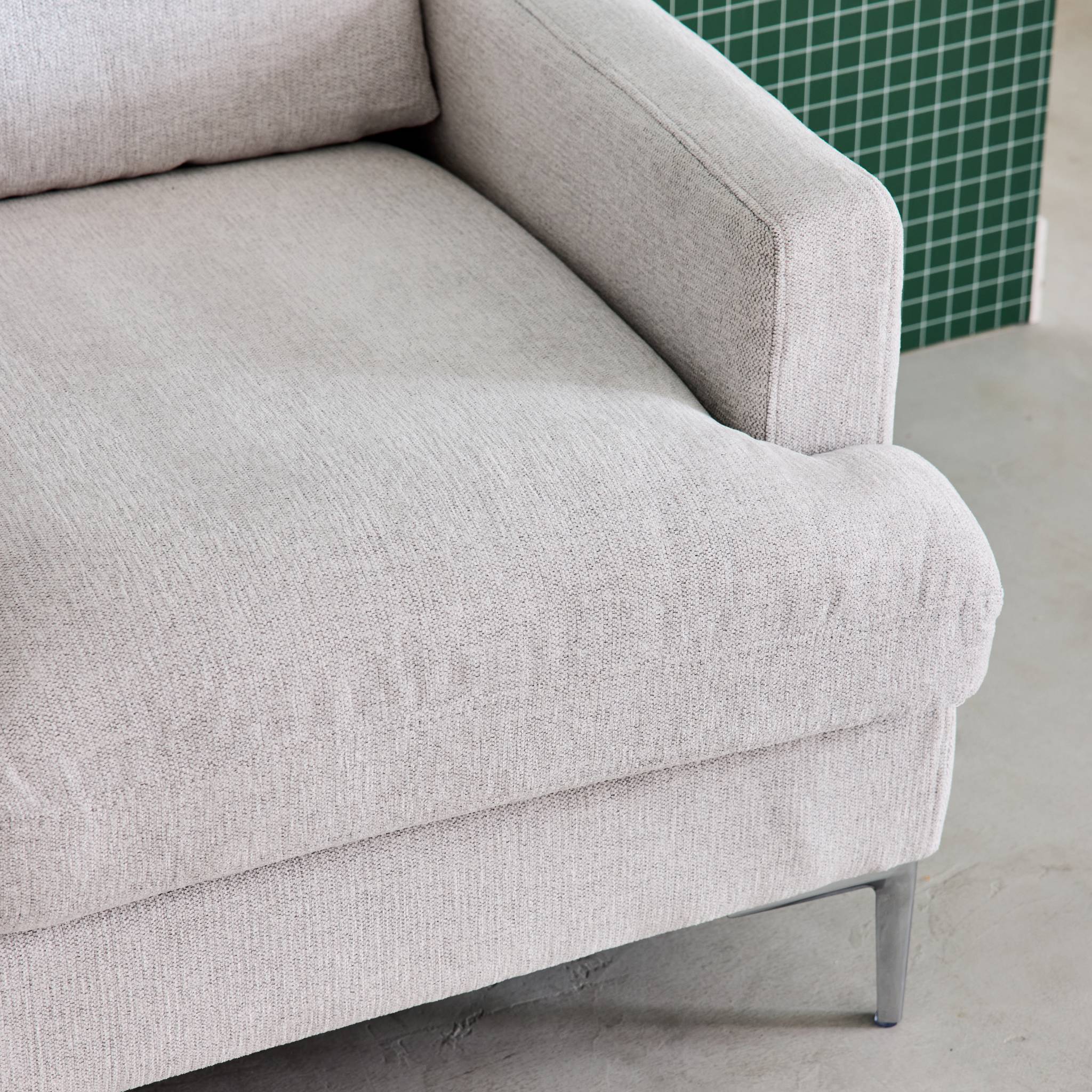 Canapé 2 places en tissu blanc cassé L 143 x P 90 x H 89cm - Hans