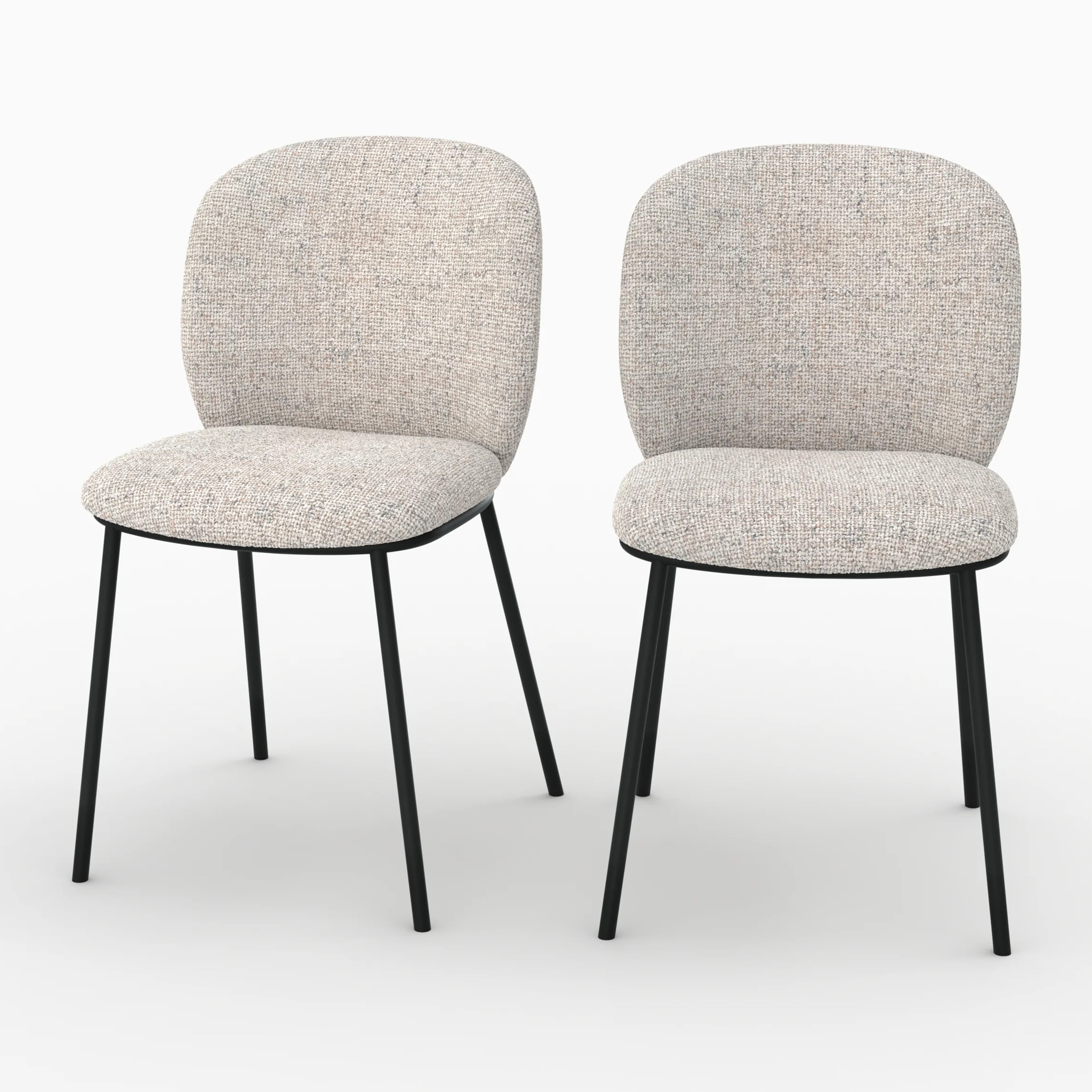 Lot de 2 chaises en tissu beige chiné - Adèle