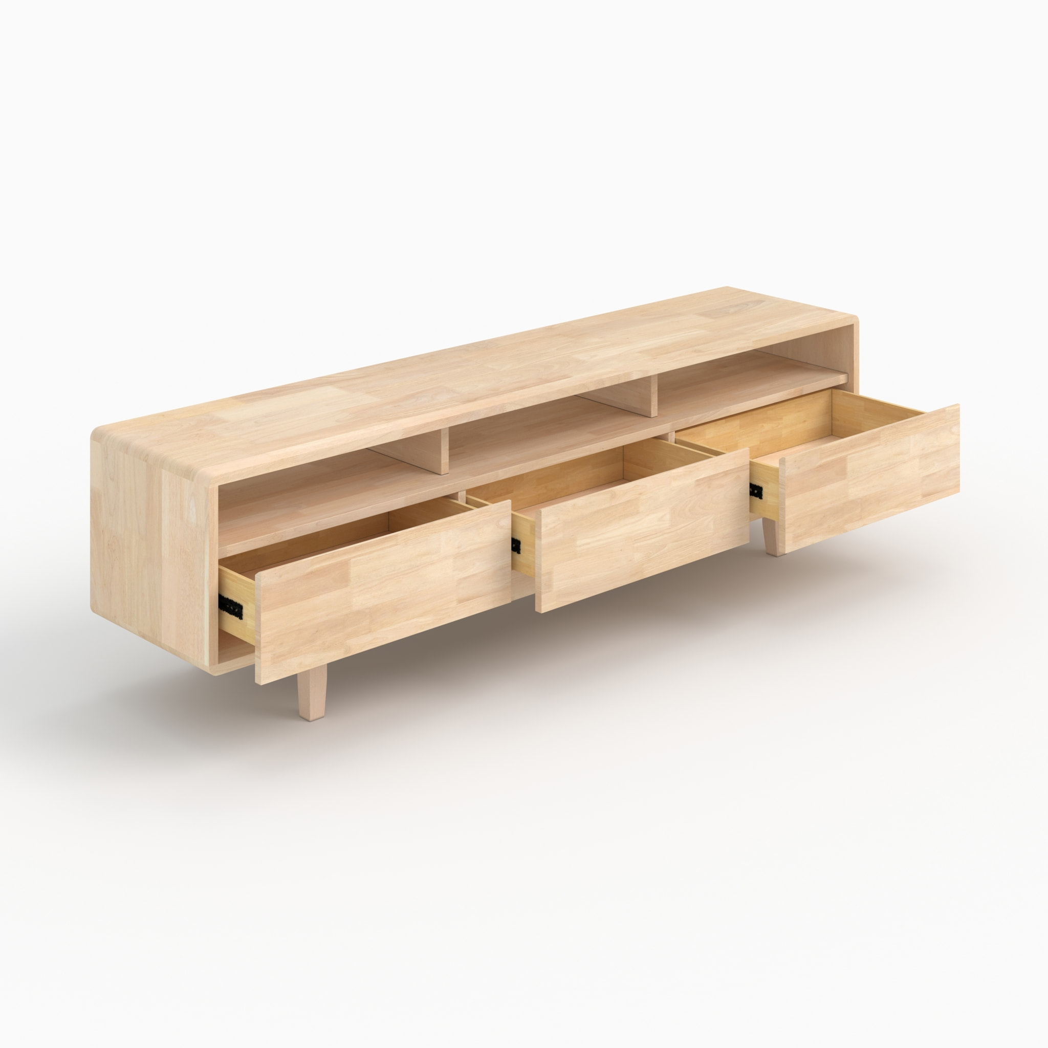 Meuble TV en bois d'hévéa massif - Gisèle