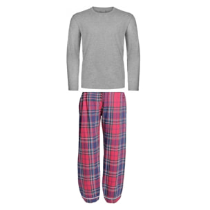 PIGIAMA UOMO flanella invernale quadro rosso blu e verde maglia grigia