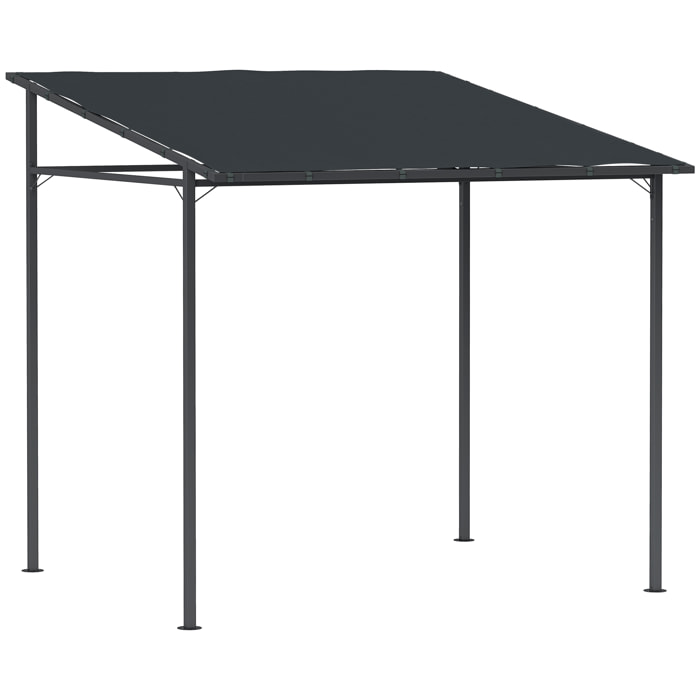 Pérgola de Pared 2,4x2,4 m Cenador de Jardín con Techo Inclinado Protección UV 30+ Impermeable y Marco de Metal para Patio Terraza Balcón Gris Oscuro