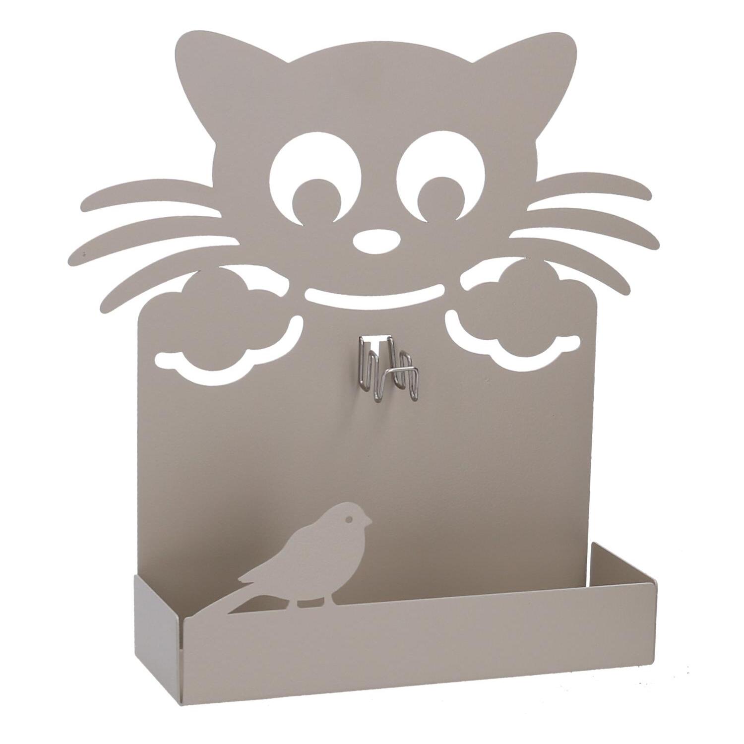 Portazampirone in metallo gatto tortora cm18x5h18