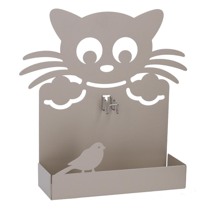 Portazampirone in metallo gatto tortora cm18x5h18