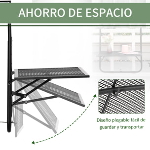 Mesa Colgante de Balcón, Mesa Plegable para Balcón de Metal para Barandilla, con Altura Ajustable en 4 Niveles, Carga 10 kg, para Terraza, Jardín, Exterior, 60x60x57-72 cm, Negro