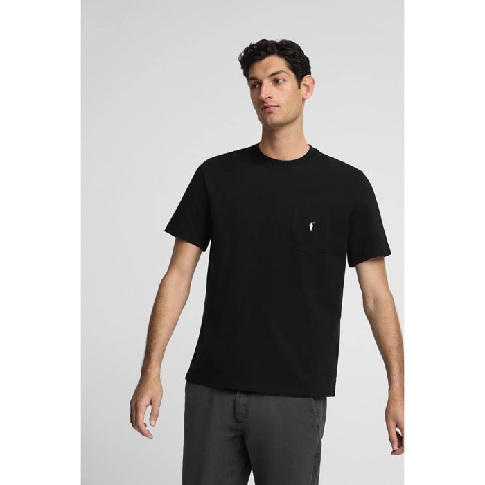 Camiseta negra con bolsillo y bordado Rigby Go