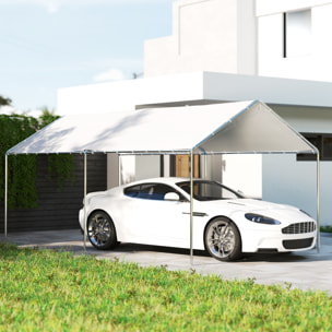 Carpa Garaje para Coche 3x6 m, Cochera Exterior Portátil con Marco de Acero Galvanizado, Impermeable, Anti-UV, Pabellón Gazebo de Jardín con Accesorios, para Eventos, Fiestas, Blanco
