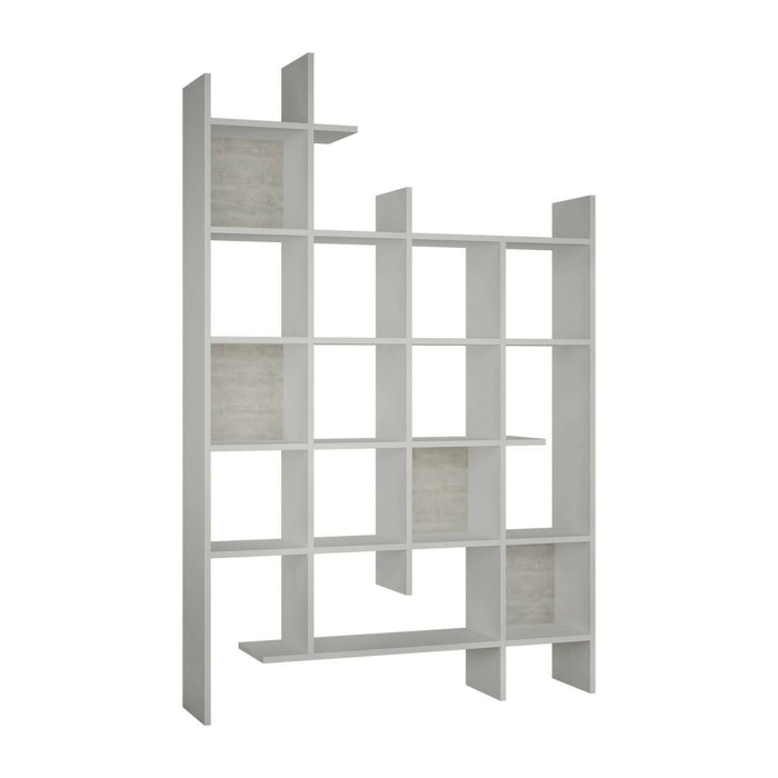 Libreria Dguidett, Scaffale da ufficio, Mobile portalibri, Biblioteca, 122x26h188 cm, Bianco