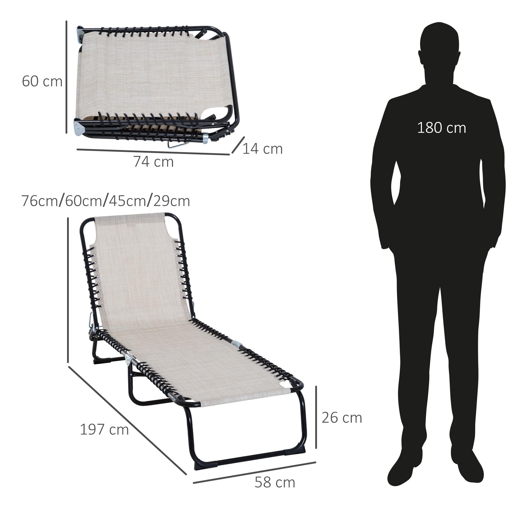 Bain de soleil transat pliable dossier inclinable multi-positions acier thermoplastique lacets élastiques noir textilène crème