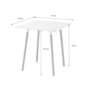 Table à manger carrée scandinave pieds bois 2 places HEDVIG 70X70CM