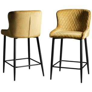 Chaise de bar velours moutarde (lot de 2) ARLINGTON