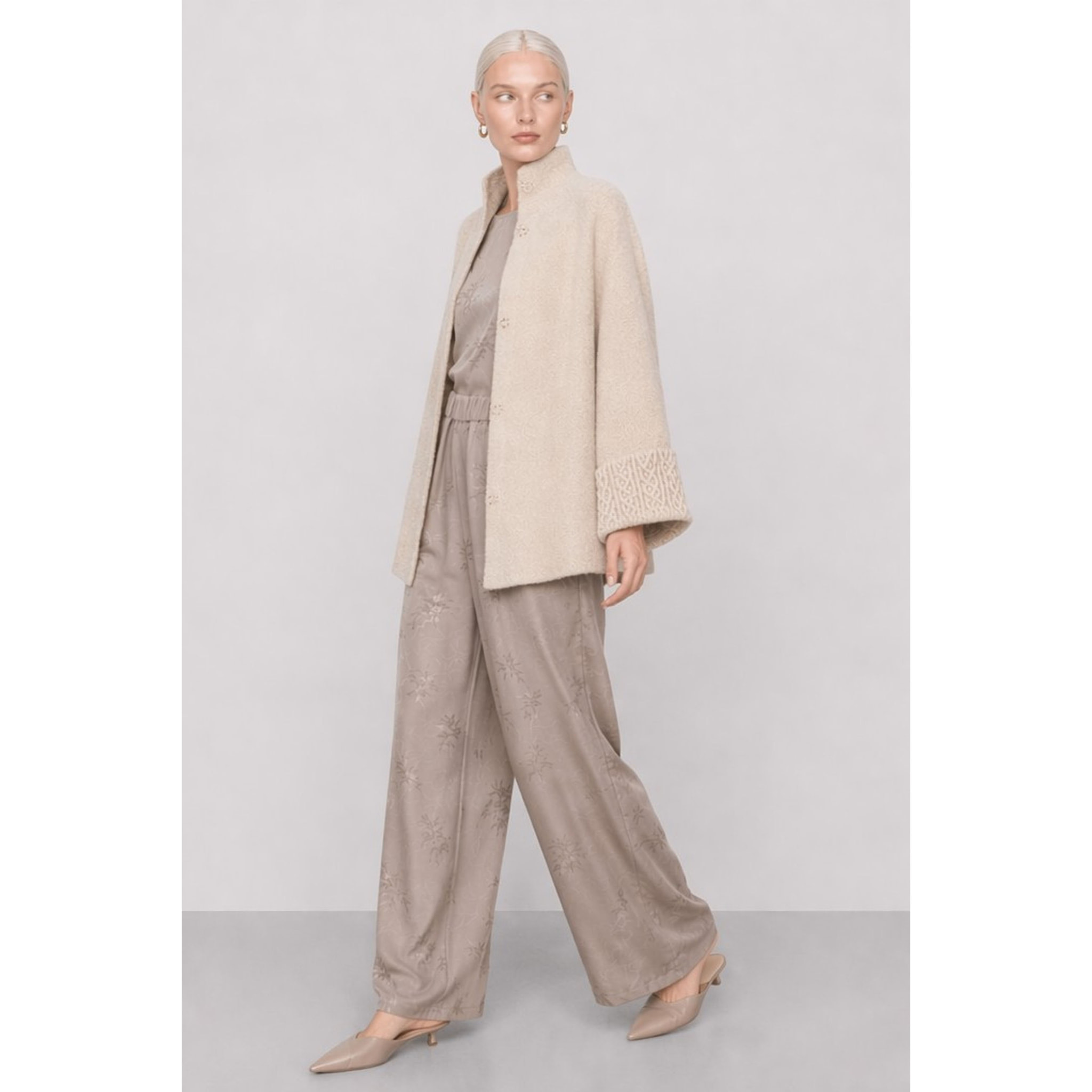 Kocca - Cappotto in maglia misto lana con collo alto e bottoni Donna