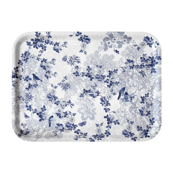 Plateau bois imprimé bleu Voliere bleu