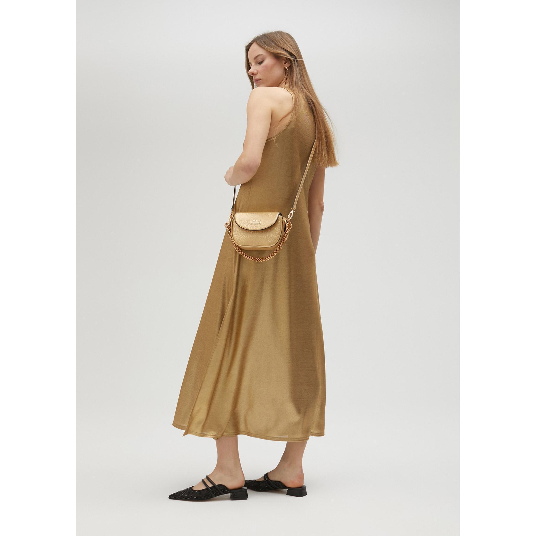 Vestito lungo dorato con spalline