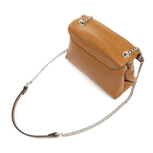 Aielli Borsa a tracolla da donna. Pelle autentica finitura dollaro.