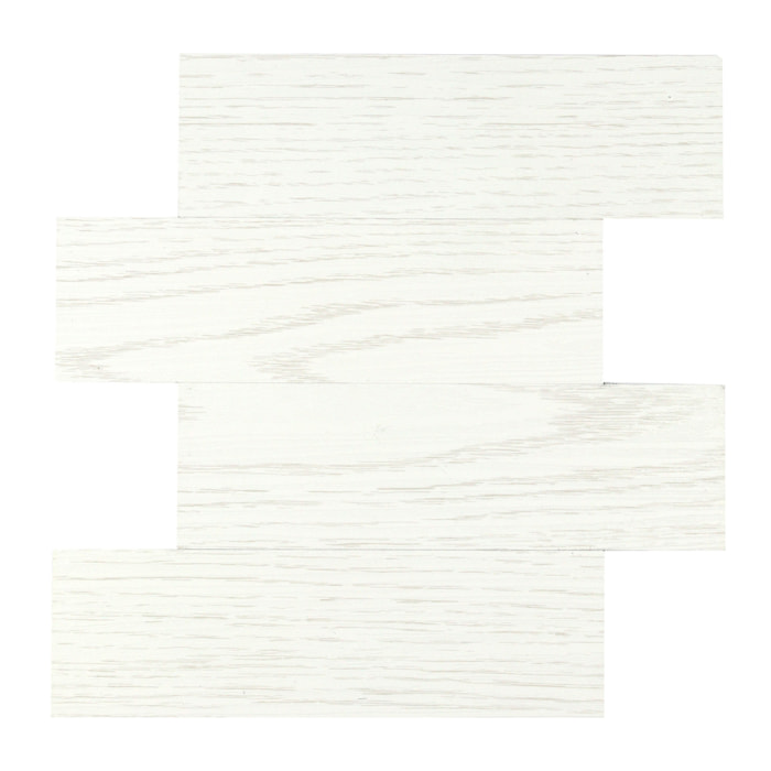 Crédence adhésive murale 3D  - Effet bois 4 pièces - Blanc