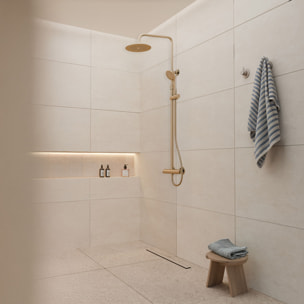 Colonne de douche Mécanique finition Or Doré Brossé - 133x26x52 cm - MOLLY GOLD
