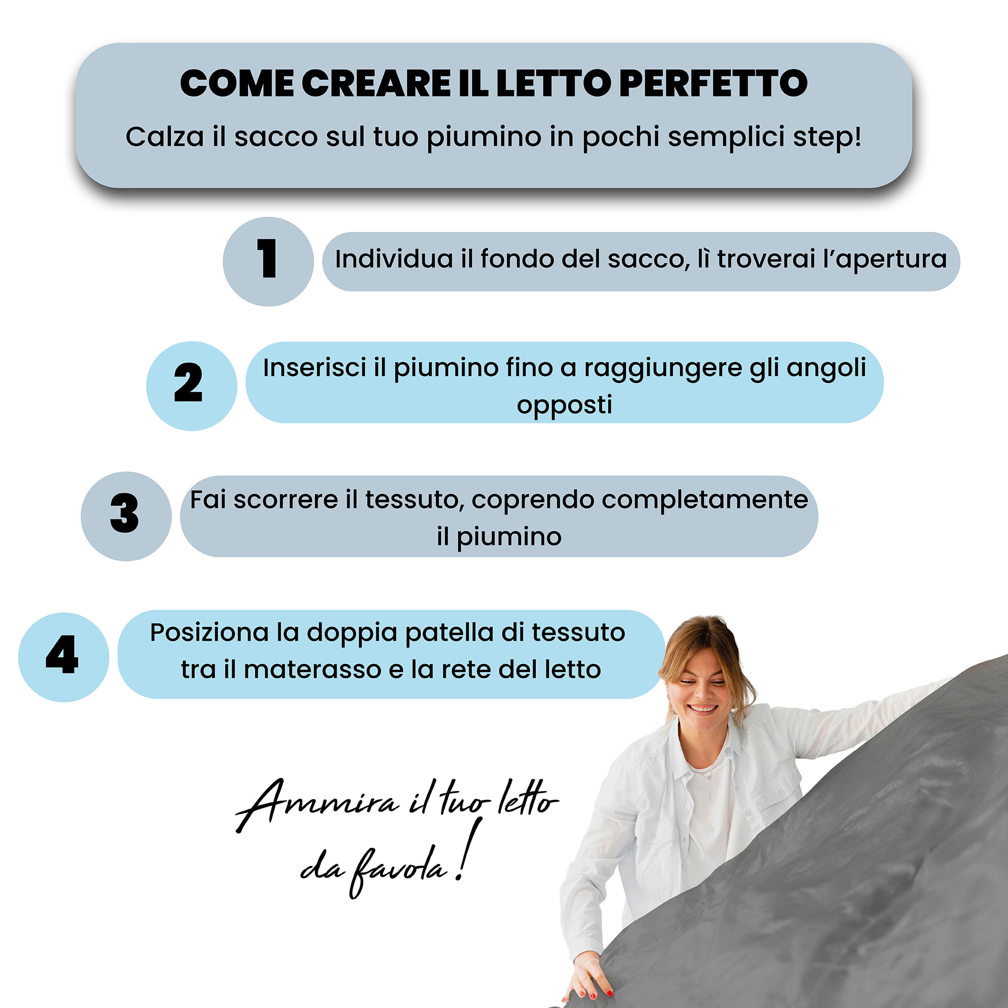 PARURE COPRIPIUMINO WATER WASHED, 100% Microfibra, No Stiro - GRIGIO CHIARO