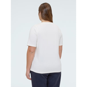 Fiorella Rubino - T-shirt in cotone con applicazioni luminose - Bianco