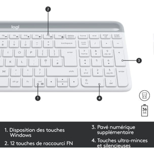 Clavier + Souris LOGITECH MK470 Blanc