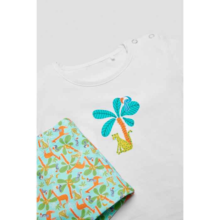 Completo costume boxer bimbo palme e maglietta