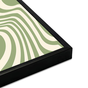 Affiche encadrée motif abstrait ondulé vert sauge Affiche + cadre en métal - Noir