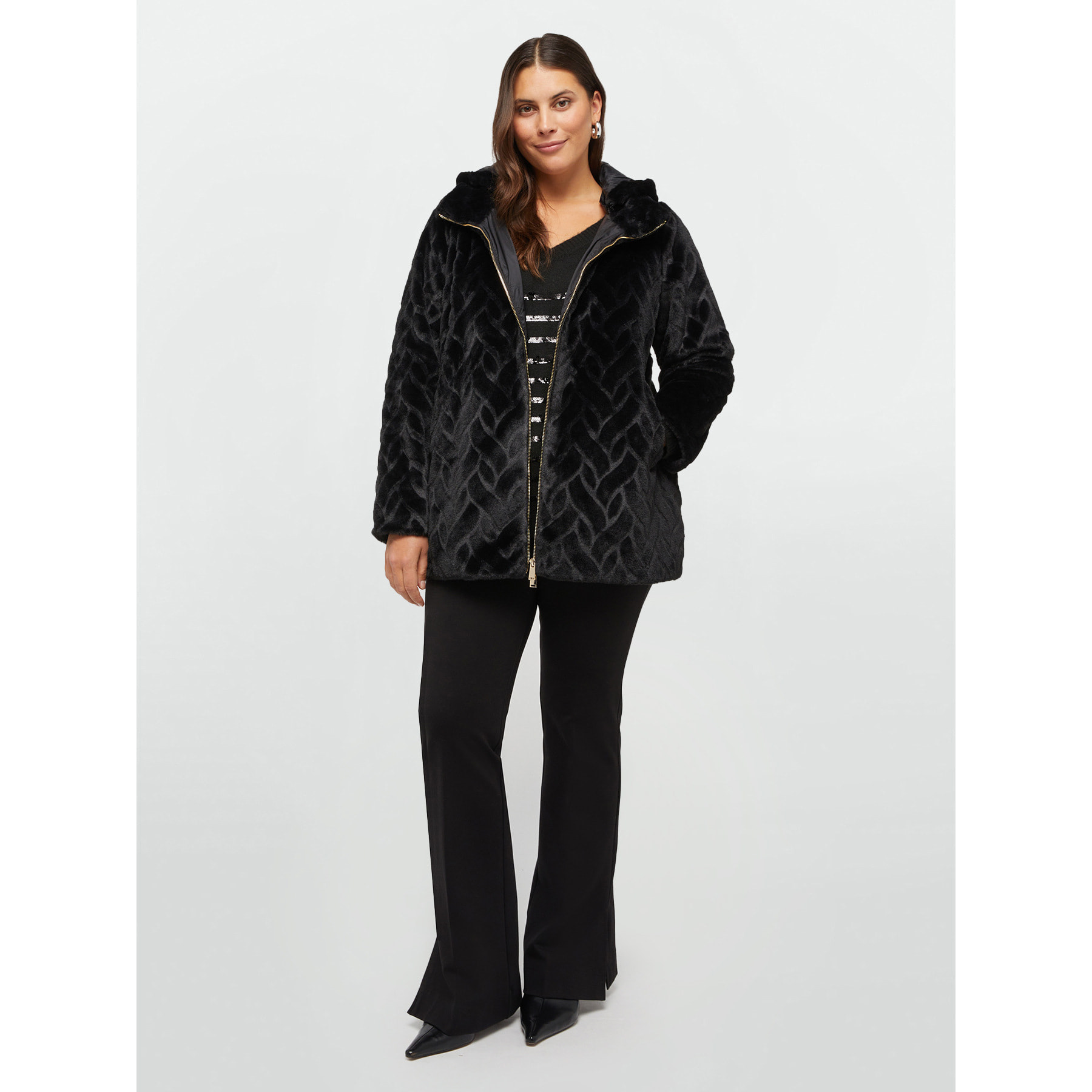 Fiorella Rubino - Chaqueta bimaterial con interior Sorona® Aura - Negro