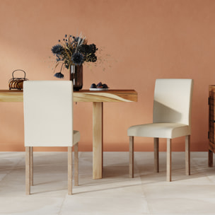 Lot de 2 chaises en tissu beige et pieds en bois de chêne - Havane