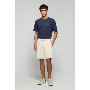 Bermuda Jonas in cotone beige relaxed fit con toppa in twill in gomma Polo Club
