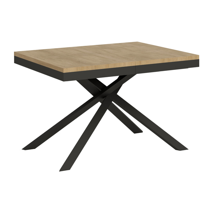 Table extensible 90x120/224 cm Karida Evolution chêne nature cadre anthracite