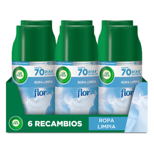 Air Wick Freshmatic - Ambientador spray automático, esencia para casa con aroma a Flor - 6 Recambios
