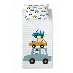 Haciendo el Indio - Juego de Sábanas Estampadas - Infantil - Incluye 1 Funda de Almohada - 100% Algodón - Coches A