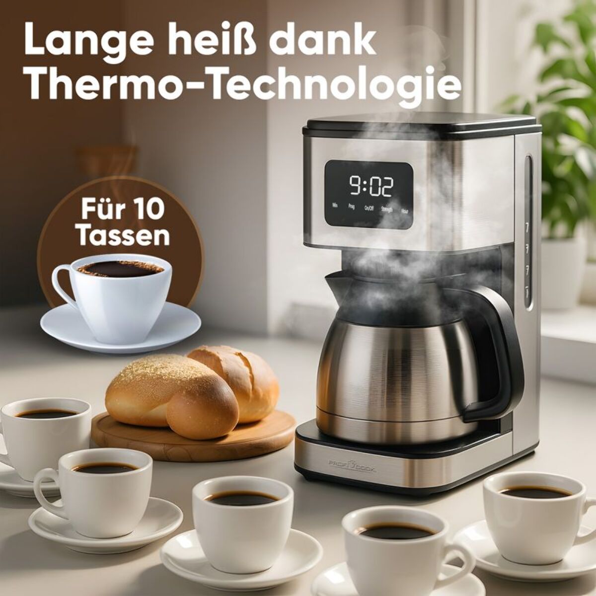 Machine à café 1,2L 900W Acier inoxydable Proficook PC-KA1300-Inox