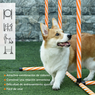 Set de Entrenamiento de Agilidad para Perros de 4 Piezas Juego de Agilidad para Perros con Piquetes para Slalom Zona de Reposo Valla y Anillo de Salto Naranja