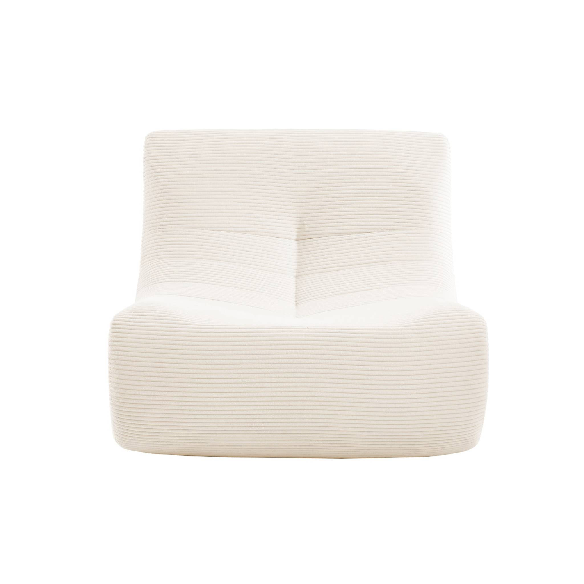 Chauffeuse velours côtelé 2 places crème L 91 x P 105 x H 72 cm - SOKOL