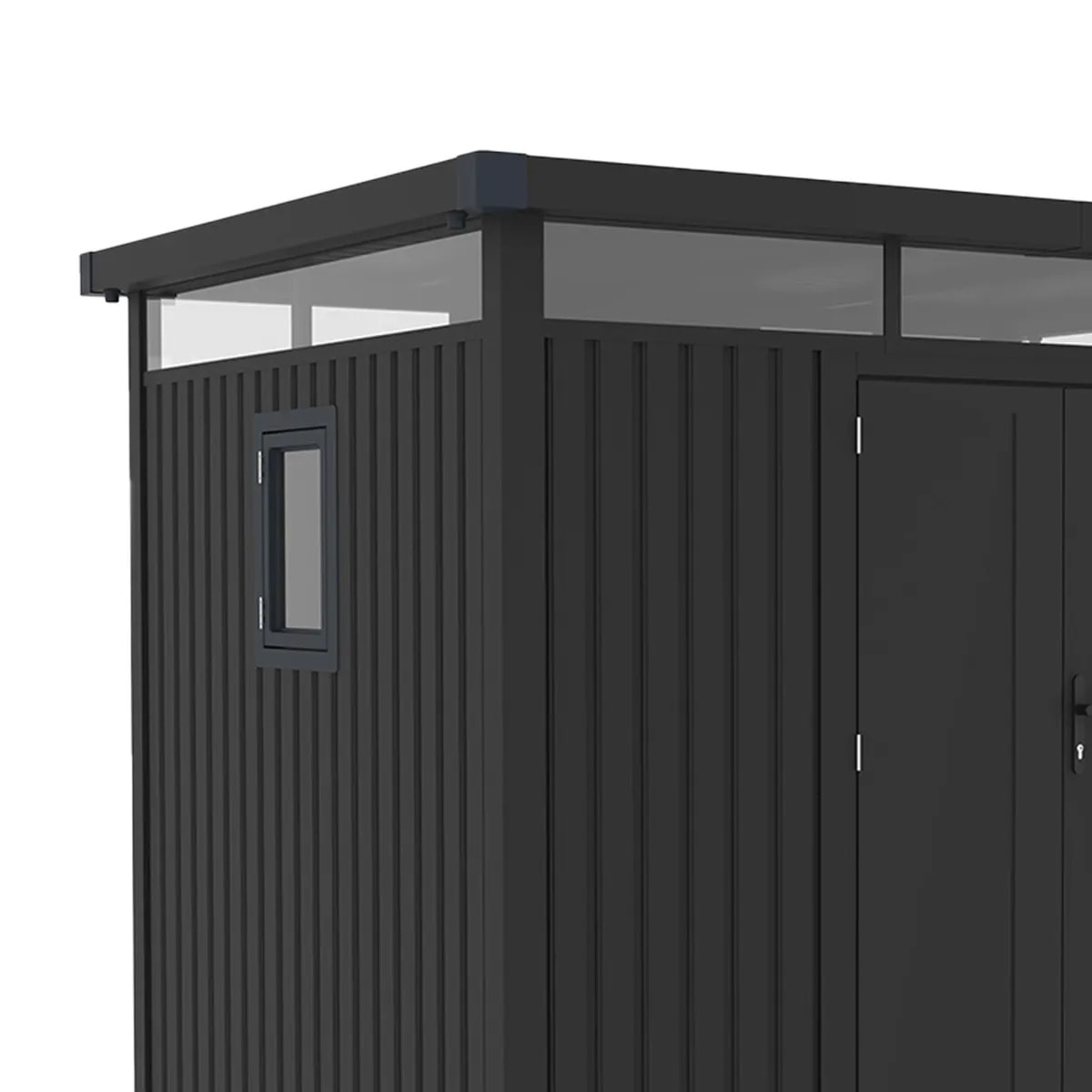 Abri de jardin métal 7.45m² Gris Anthracite avec Toit plat moderne