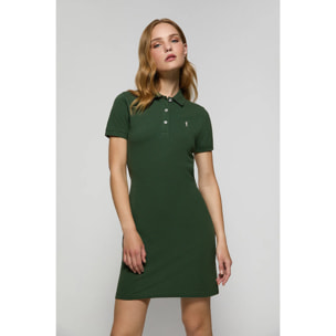 Vestido polero manga corta verde botella con bordado Rigby Go