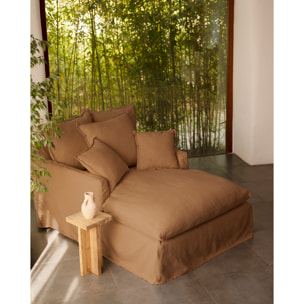 Sillón de algodón y lino color teja de 115x170cm Alto: 73 Largo: 170 Ancho: 115