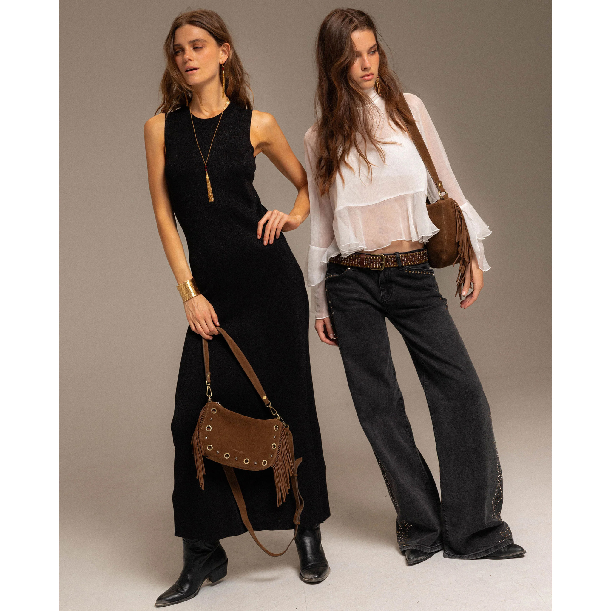 Vestido largo de punto con brillo