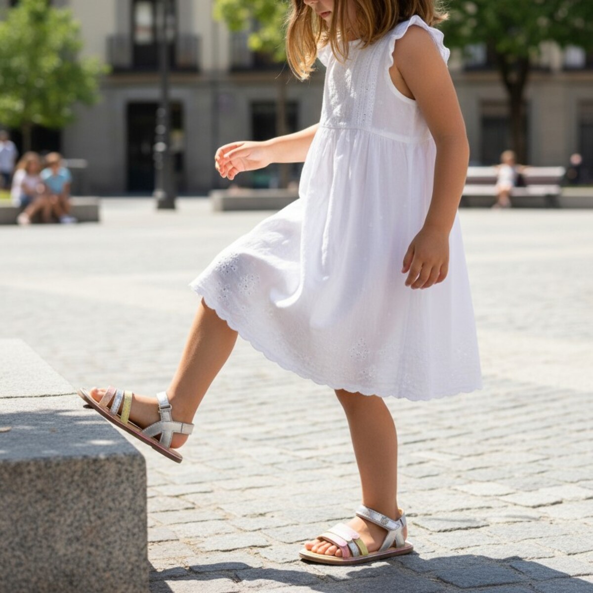 SANDALIA BAREFOOT PIEL CHETTO TIRAS METALIZADAS PLATA
